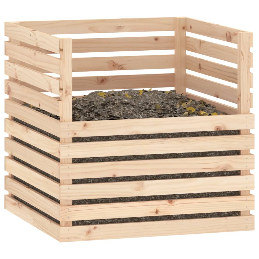 Caixote de compostagem 80x80x78 cm madeira de pinho maciça