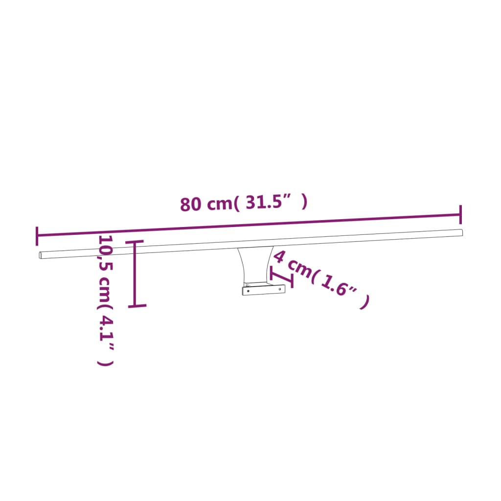 Luz LED para espelho 7,5 W 3000 K 80 cm branco quente