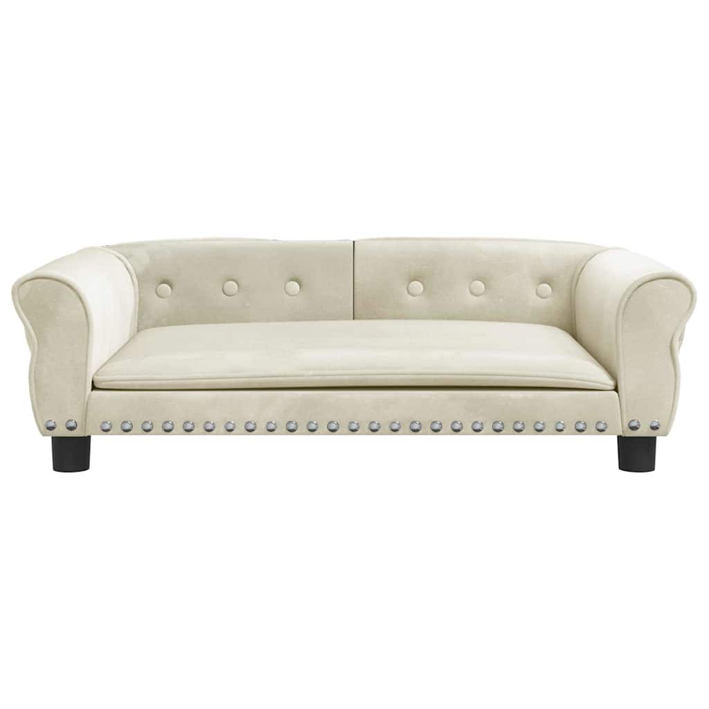 Cama para cães 95x55x30 cm veludo cor creme