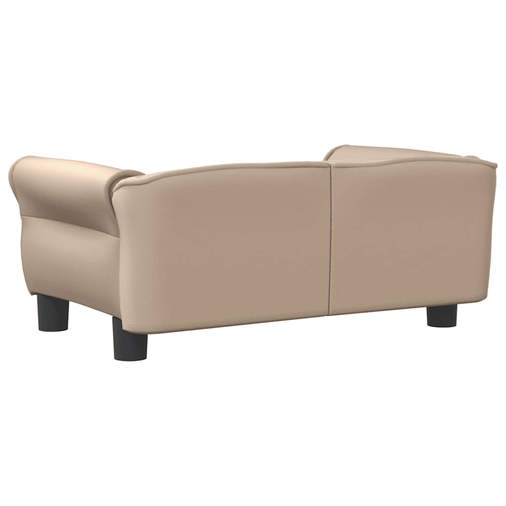 Cama para cães 70x45x30 cm couro artificial cappuccino