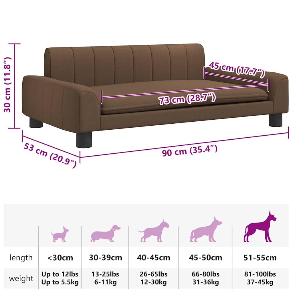 Cama para cães 90x53x30 cm tecido castanho