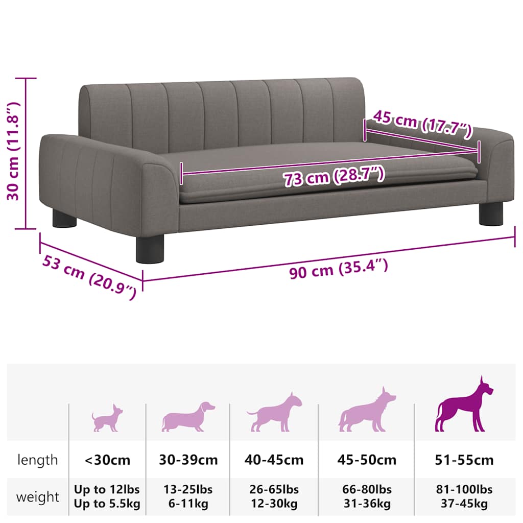 Cama para cães 90x53x30 cm tecido cinzento-acastanhado