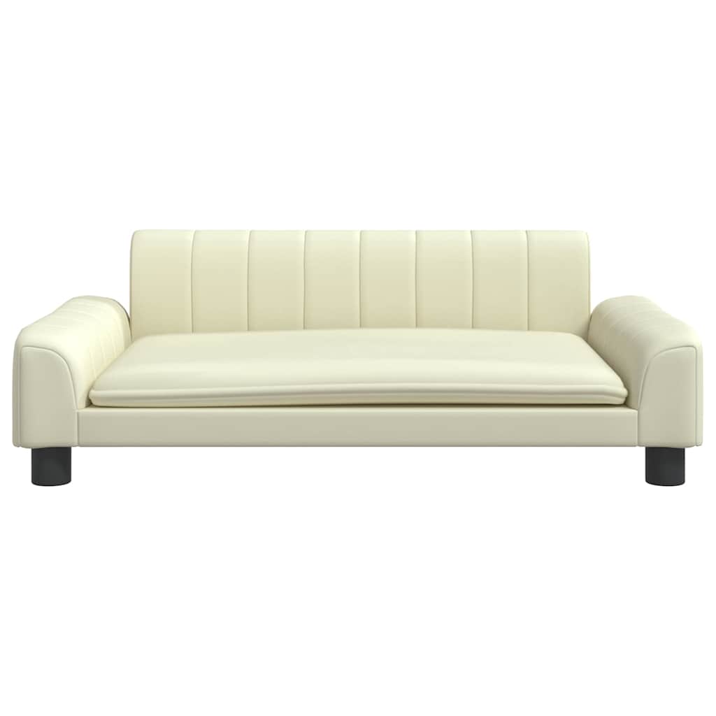 Cama para cães 90x53x30 cm couro artificial cor creme