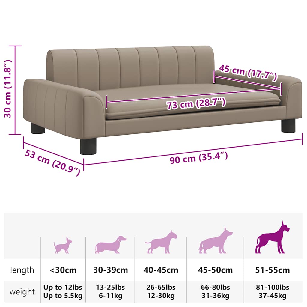 Cama para cães 90x53x30 cm couro artificial cappuccino