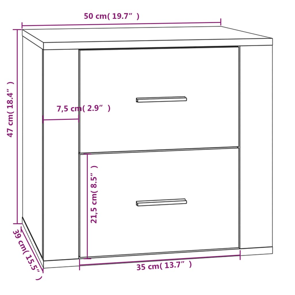 Mesa de cabeceira 50x39x47 cm preto
