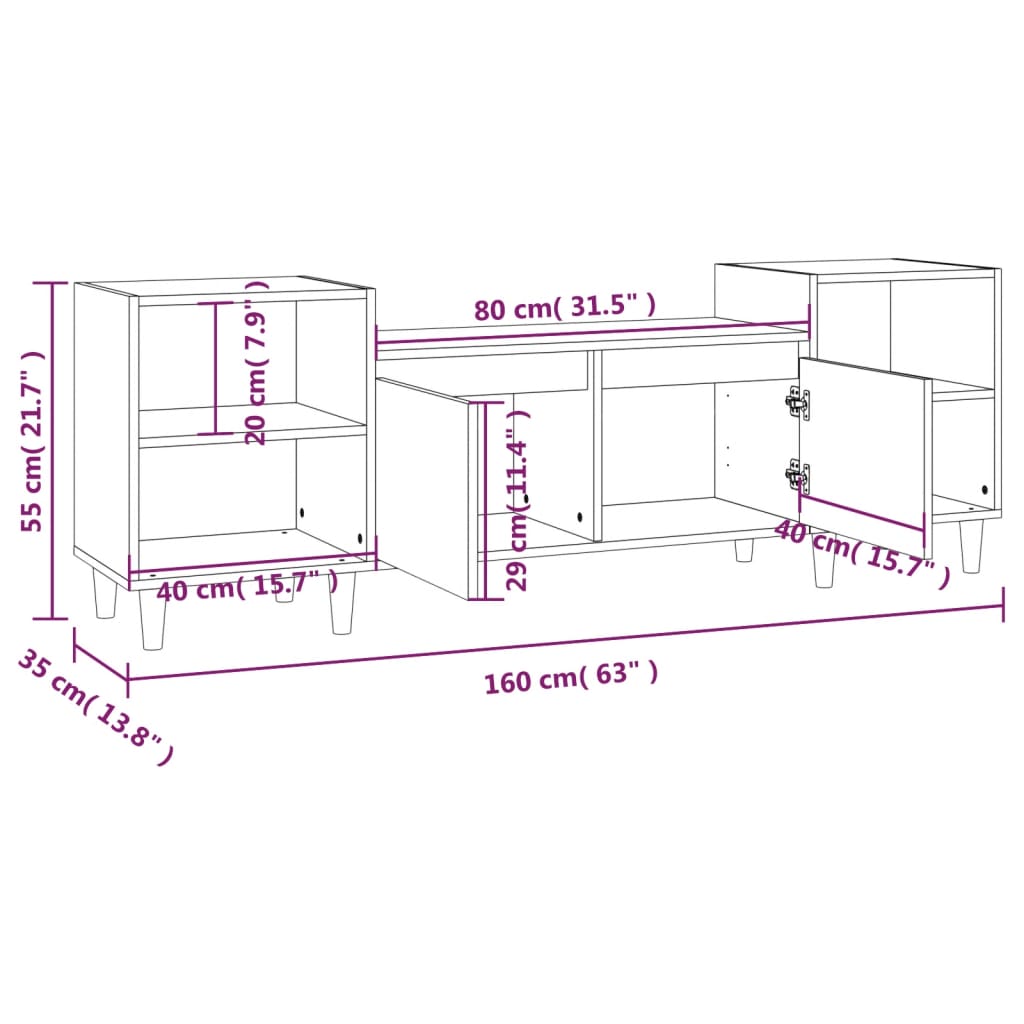 Móvel p/ TV 160x35x55 cm derivados de madeira branco