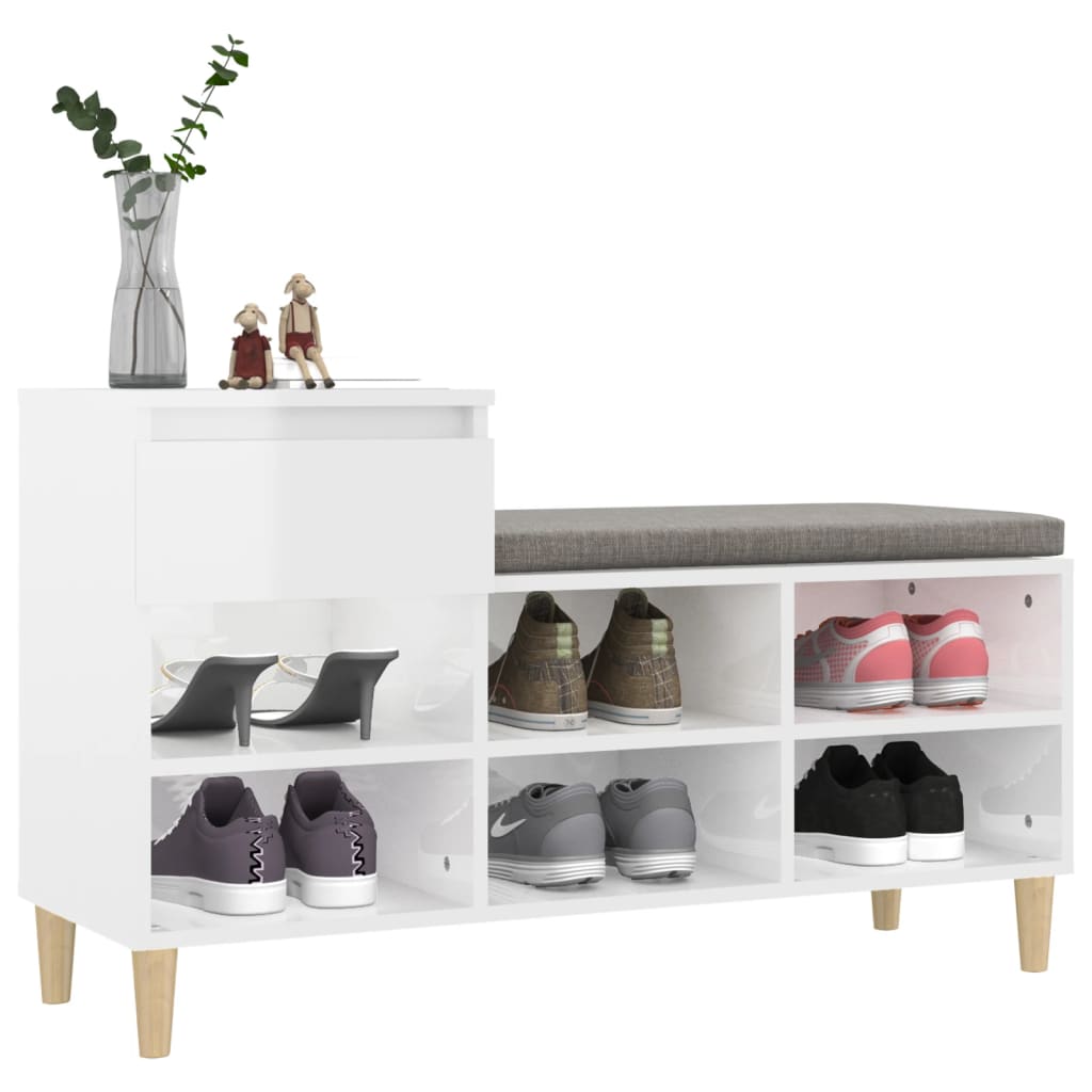 Sapateira 102x36x60 cm derivados de madeira branco brilhante