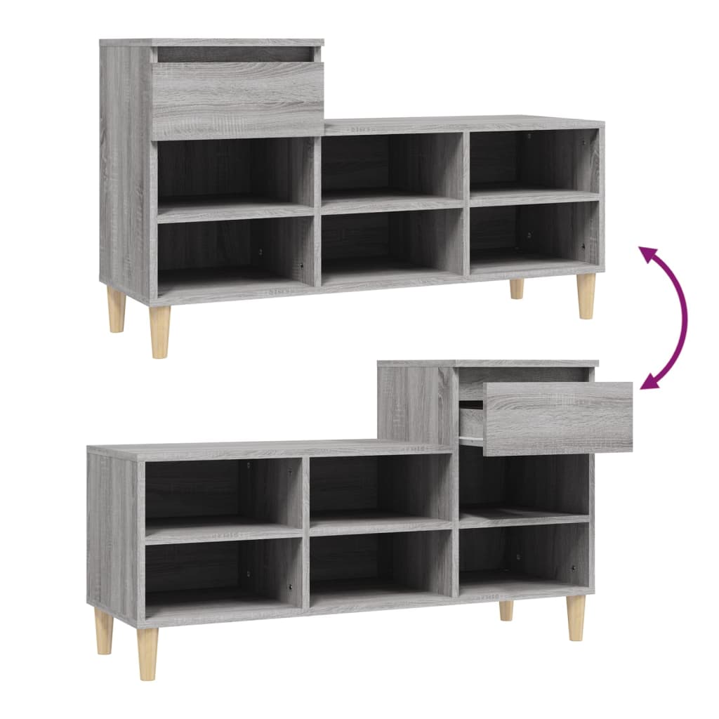 Sapateira 102x36x60 cm derivados de madeira sonoma cinza