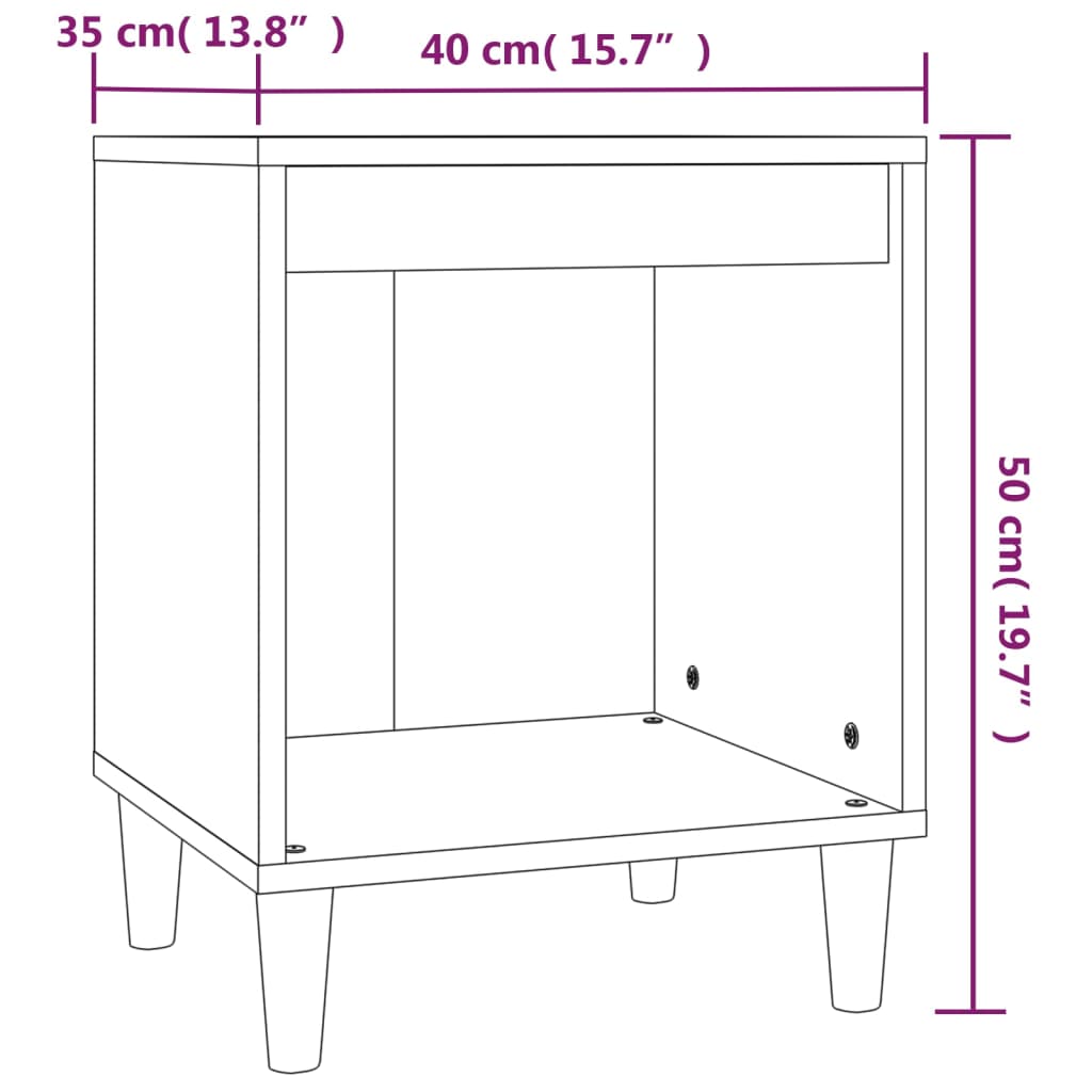 Mesas de cabeceira 2 pcs 40x35x50 cm branco brilhante