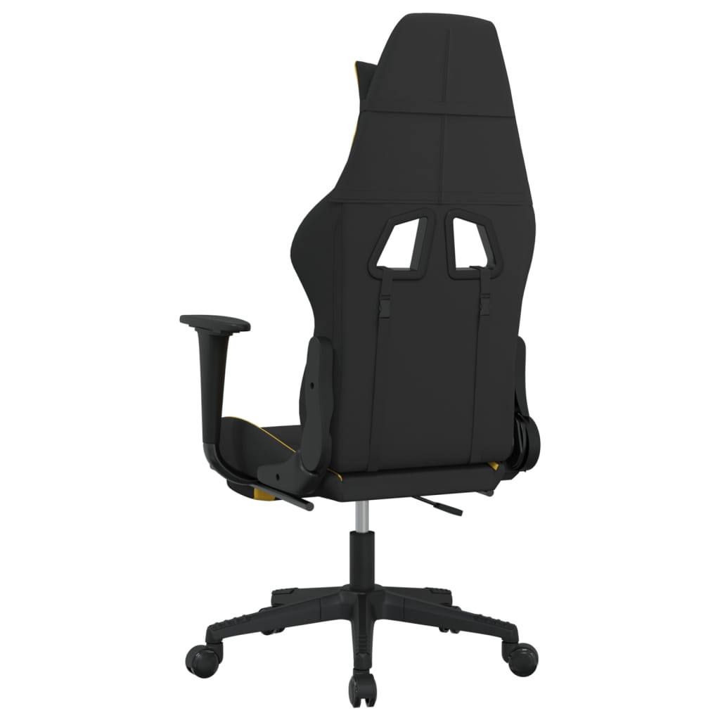 Cadeira de gaming com apoio para os pés tecido preto e amarelo