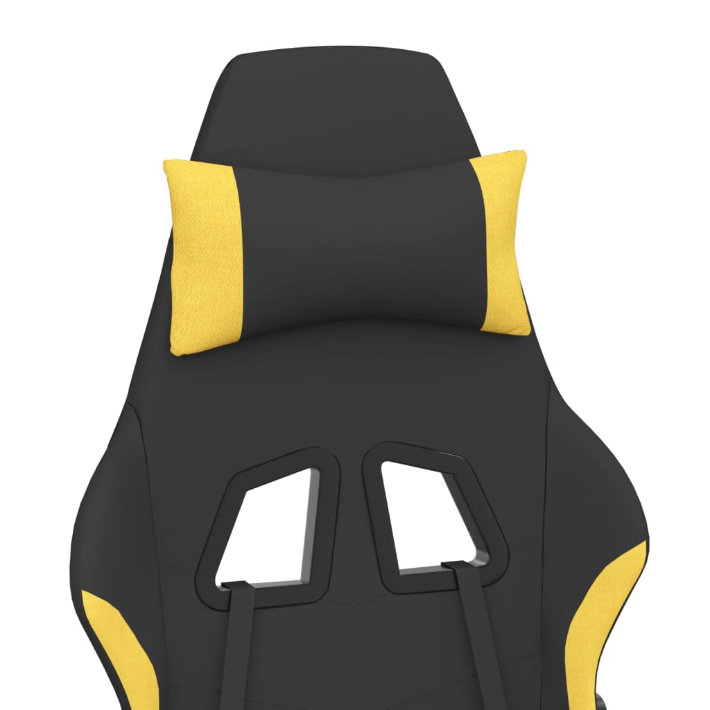 Cadeira de gaming com apoio para os pés tecido preto e amarelo