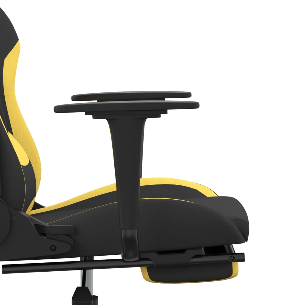 Cadeira de gaming com apoio para os pés tecido preto e amarelo
