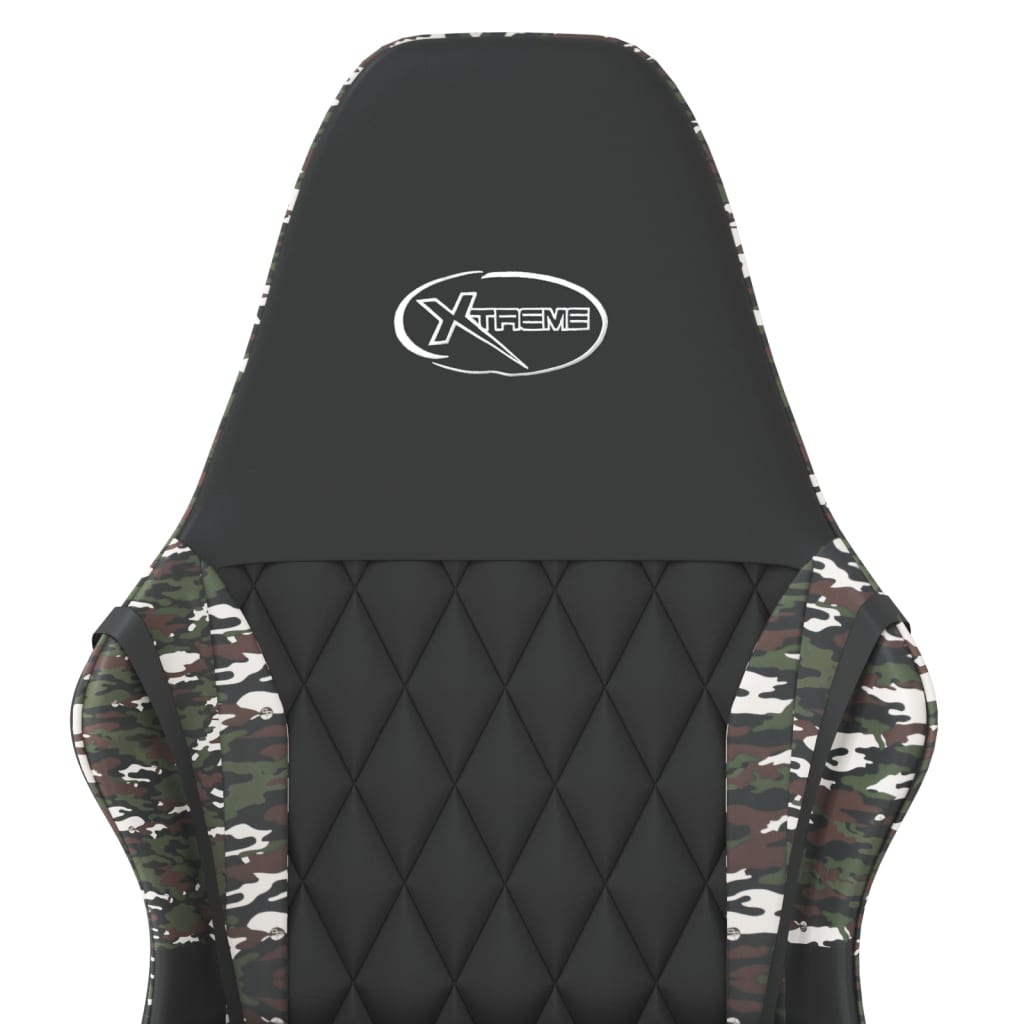 Cadeira gaming couro artificial preto e camuflado