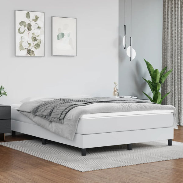 Estrutura de cama 140x200 cm couro artificial branco