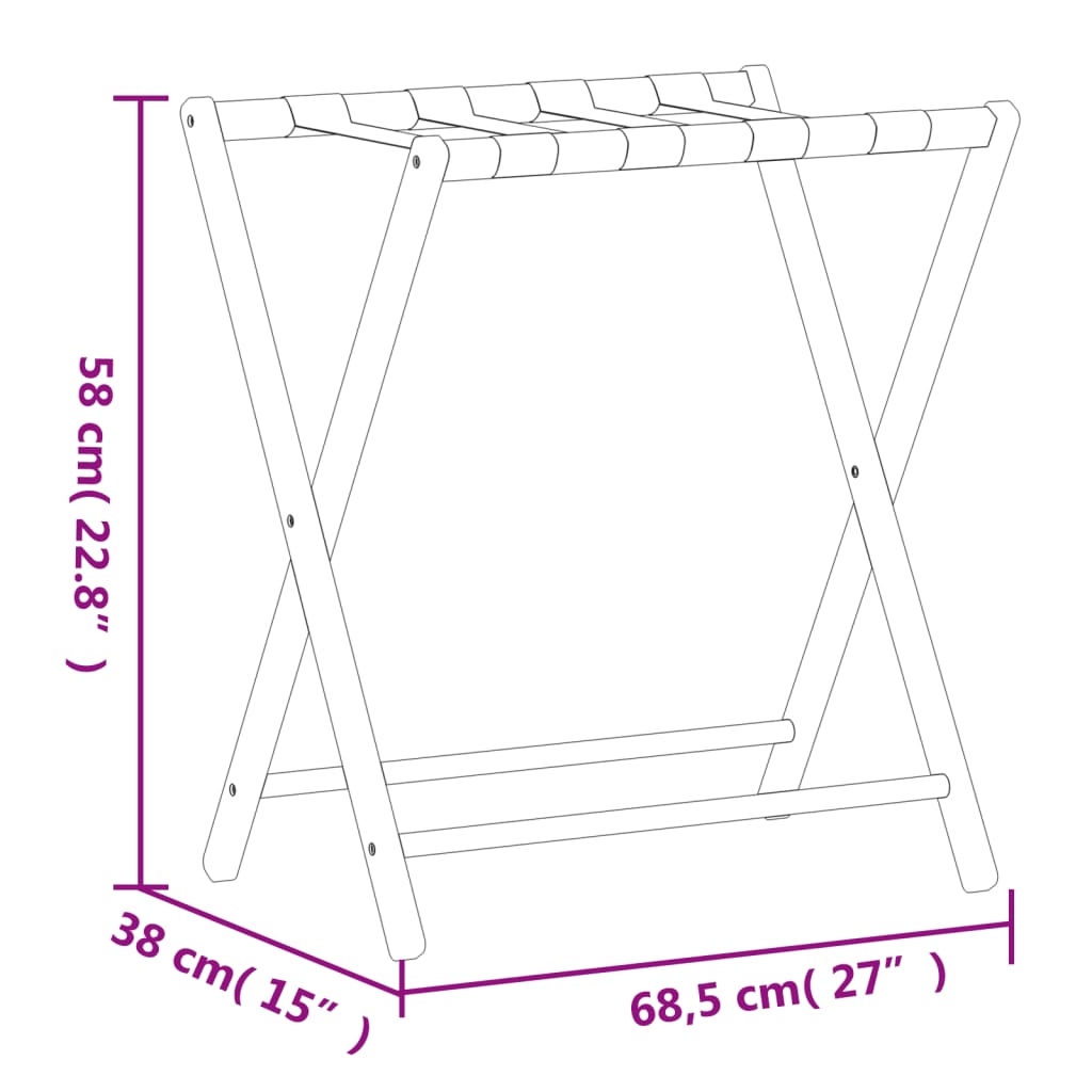Suporte de bagagem 68,5x38x58 cm bambu preto