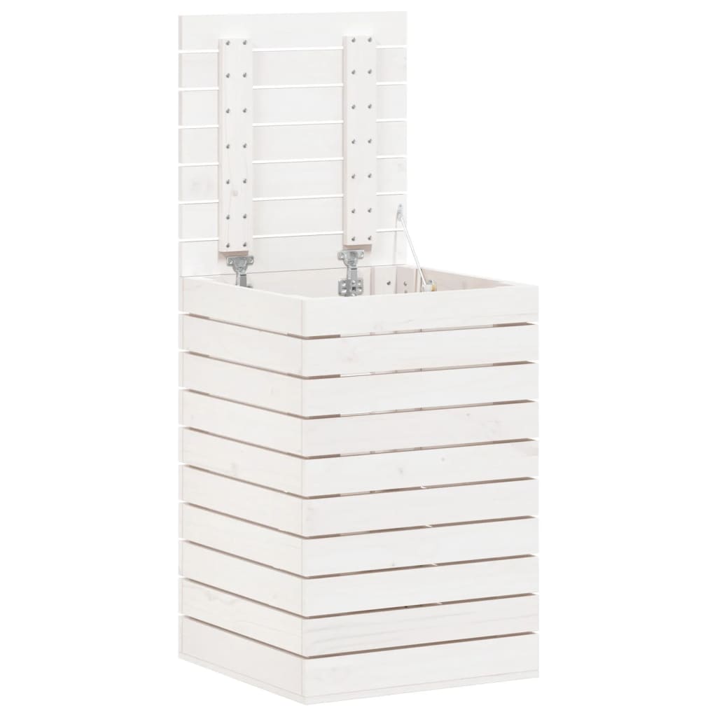 Cesto de roupa suja 44x44x66 cm madeira de pinho maciça branco