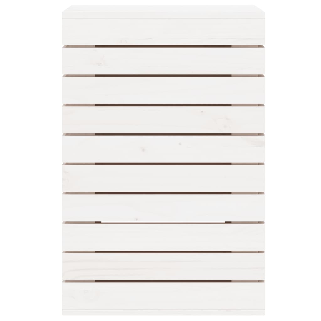 Cesto de roupa suja 44x44x66 cm madeira de pinho maciça branco