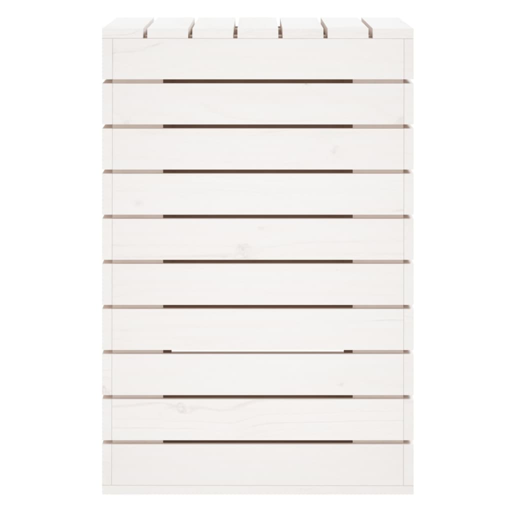 Cesto de roupa suja 44x44x66 cm madeira de pinho maciça branco