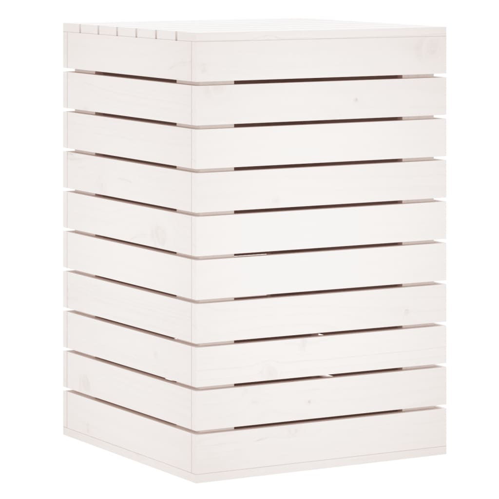 Cesto de roupa suja 44x44x66 cm madeira de pinho maciça branco
