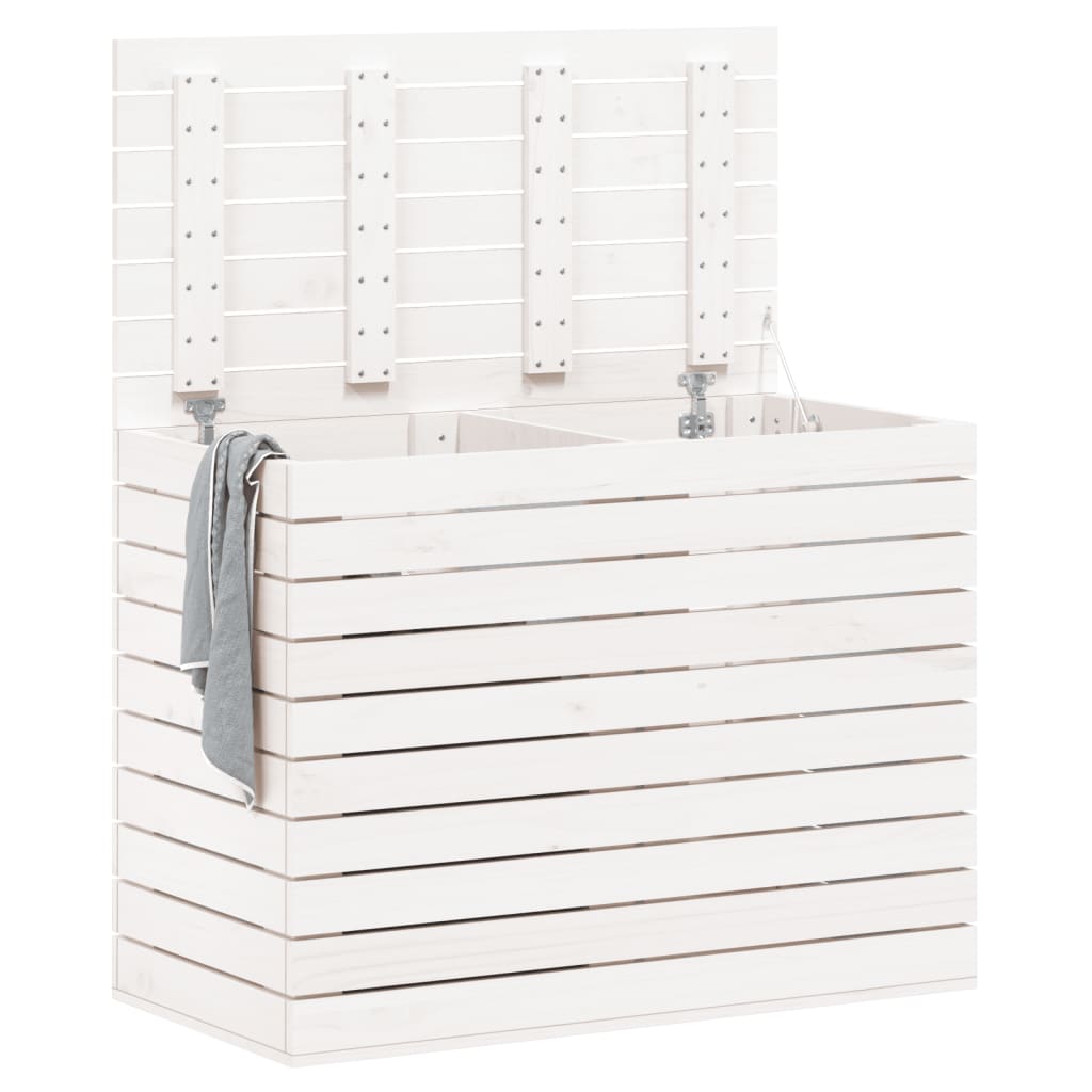 Cesto de Roupa Suja - 88,5x44x66 cm - Pinho Maciço Branco