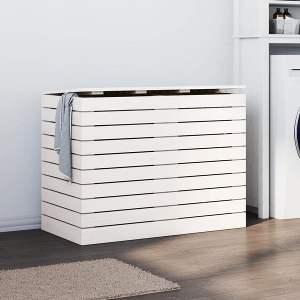 Cesto de Roupa Suja - 88,5x44x66 cm - Pinho Maciço Branco