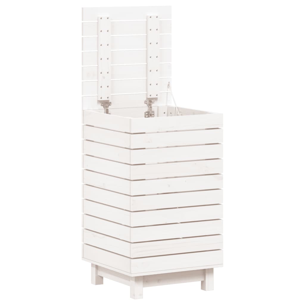 Cesto de roupa suja 44x44x76 cm madeira de pinho maciça branco
