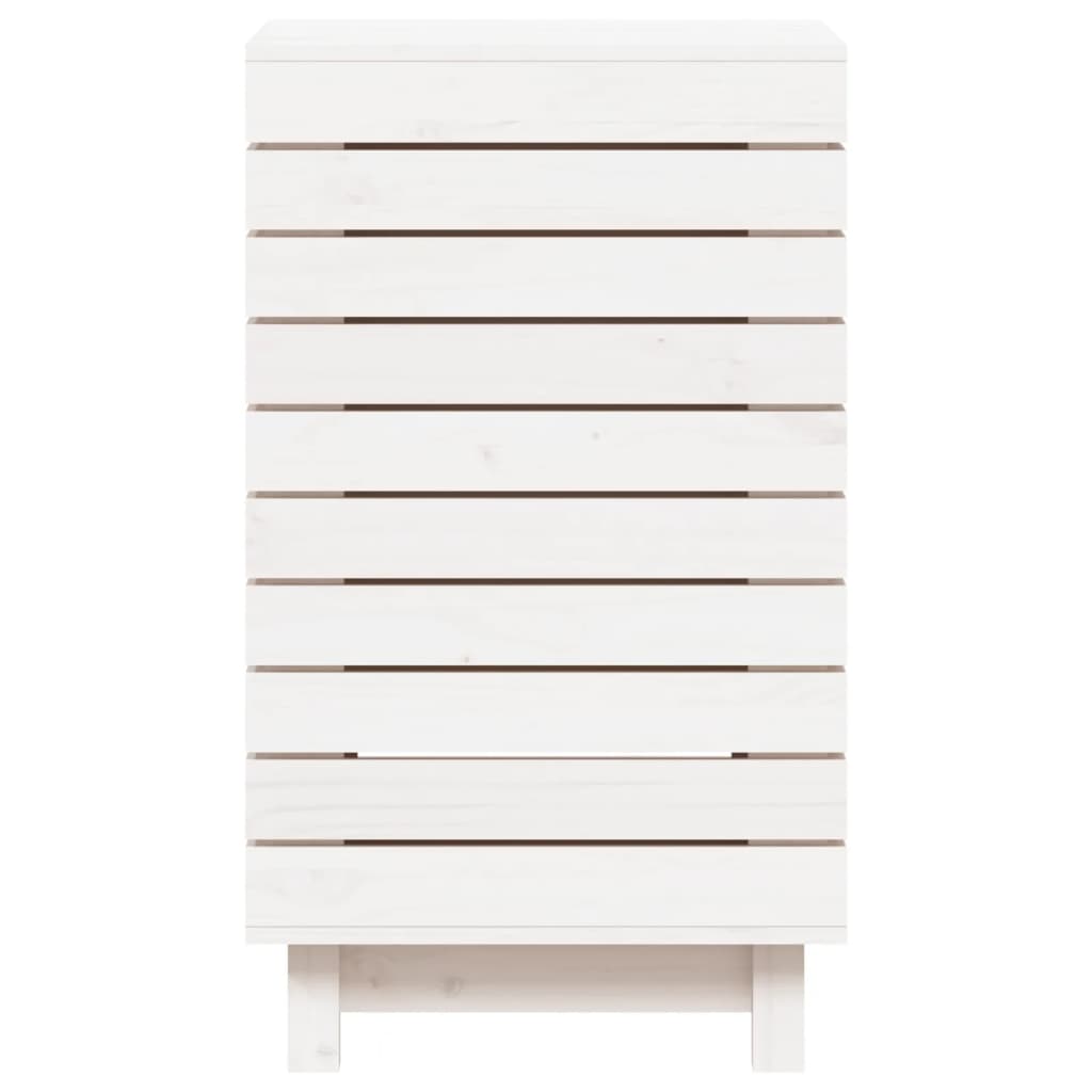 Cesto de roupa suja 44x44x76 cm madeira de pinho maciça branco