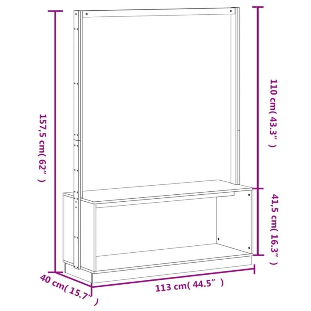 Conjunto de Entrada - Bengaleiro e Sapateira -  113x40x157,5 cm - Pinho Maciço - Branco