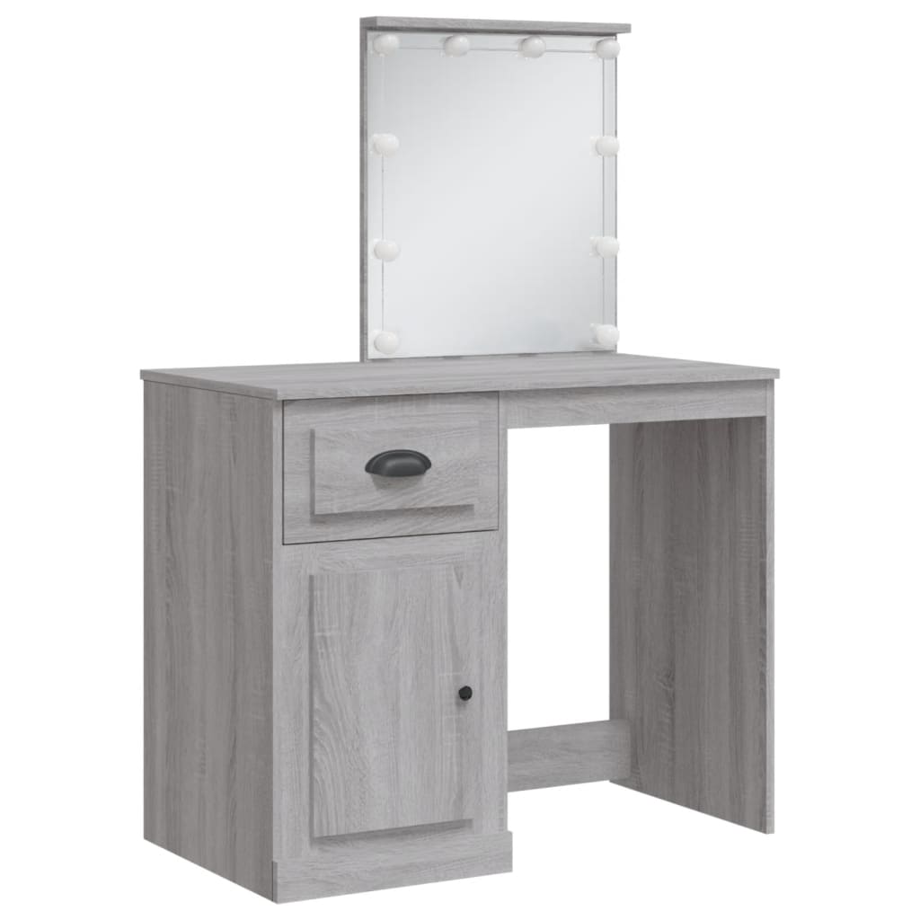 Toucador com luzes LED 90x42x132,5 cm cinzento sonoma