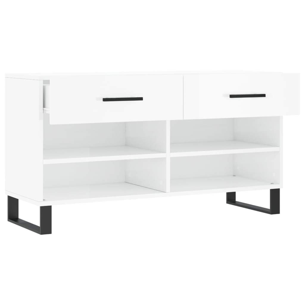 Banco sapateira 102x35x55 cm derivados madeira branco brilhante