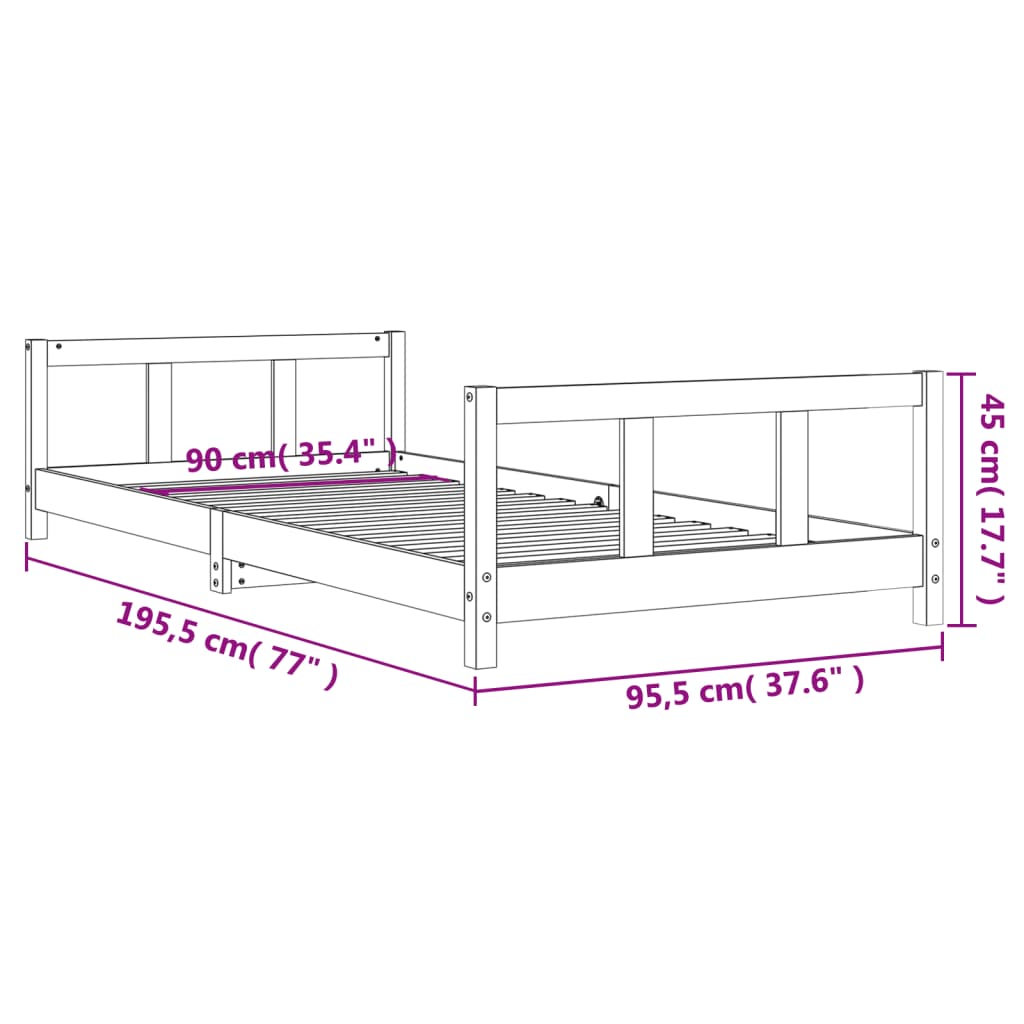 Estrutura de cama infantil 90x190 cm pinho maciço branco