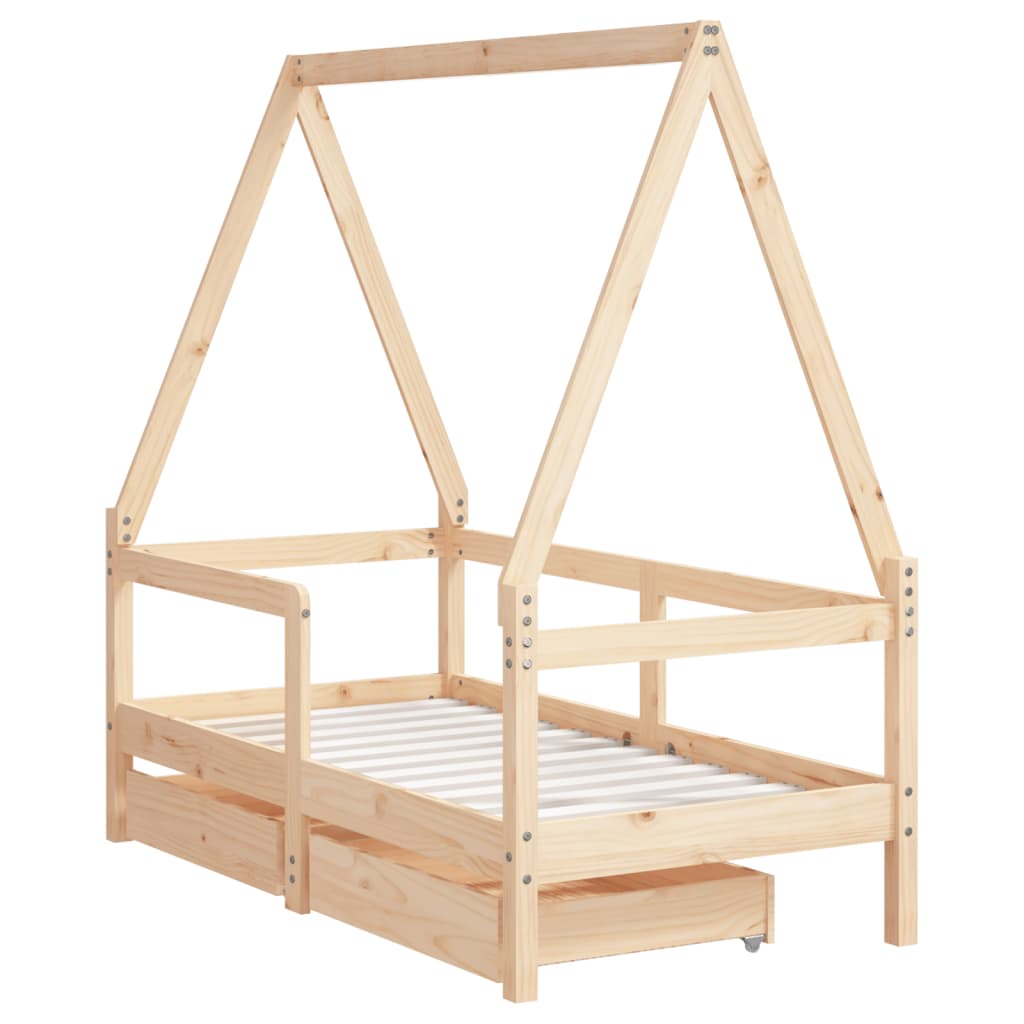 Estrutura de cama infantil c/ gavetas 70x140 cm pinho maciço