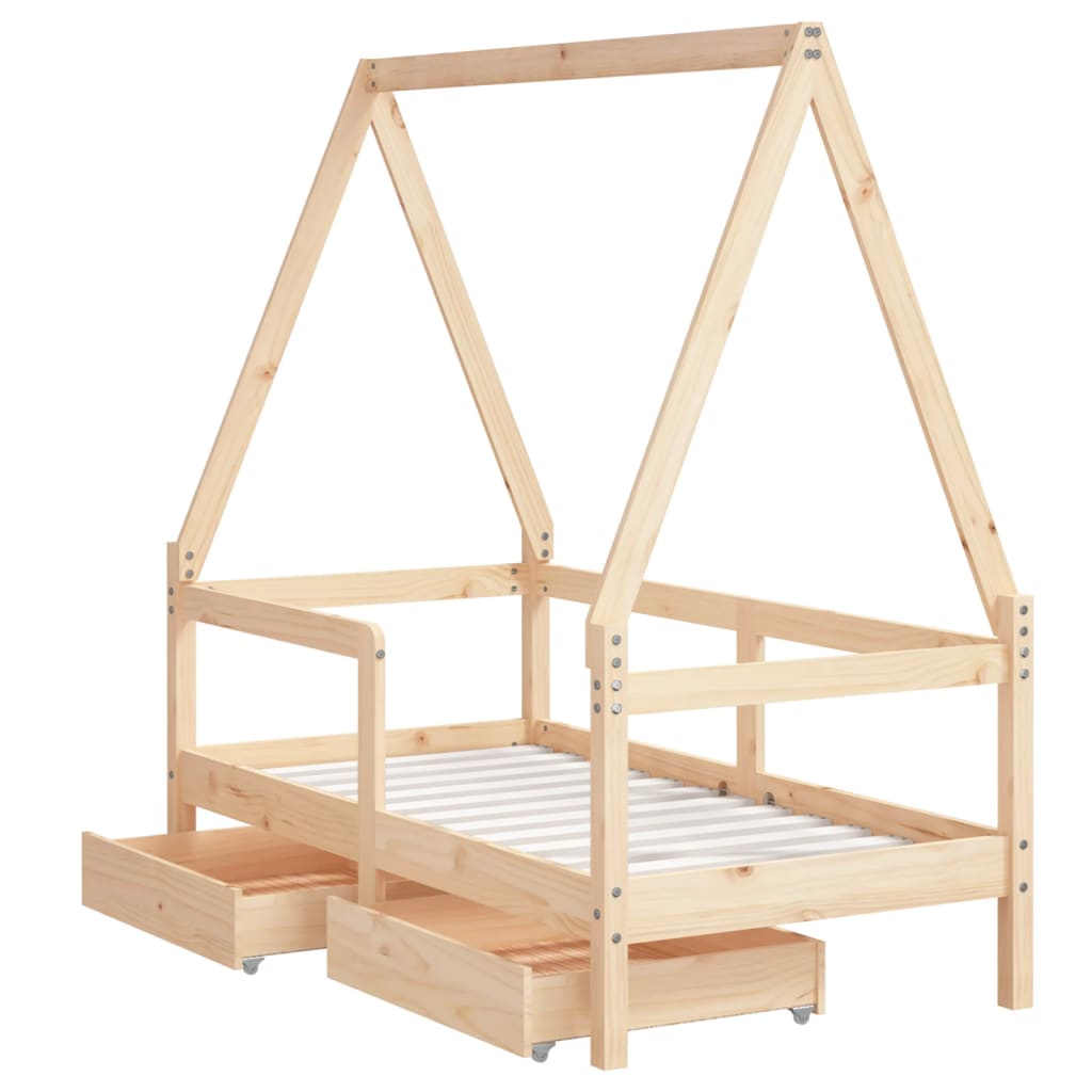 Estrutura de cama infantil c/ gavetas 70x140 cm pinho maciço