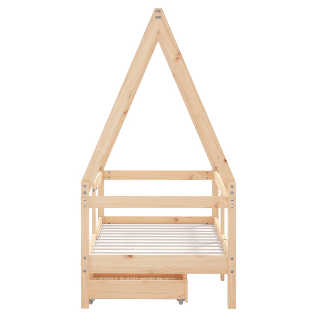 Estrutura de cama infantil c/ gavetas 70x140 cm pinho maciço
