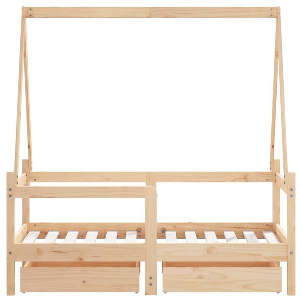 Estrutura de cama infantil c/ gavetas 70x140 cm pinho maciço
