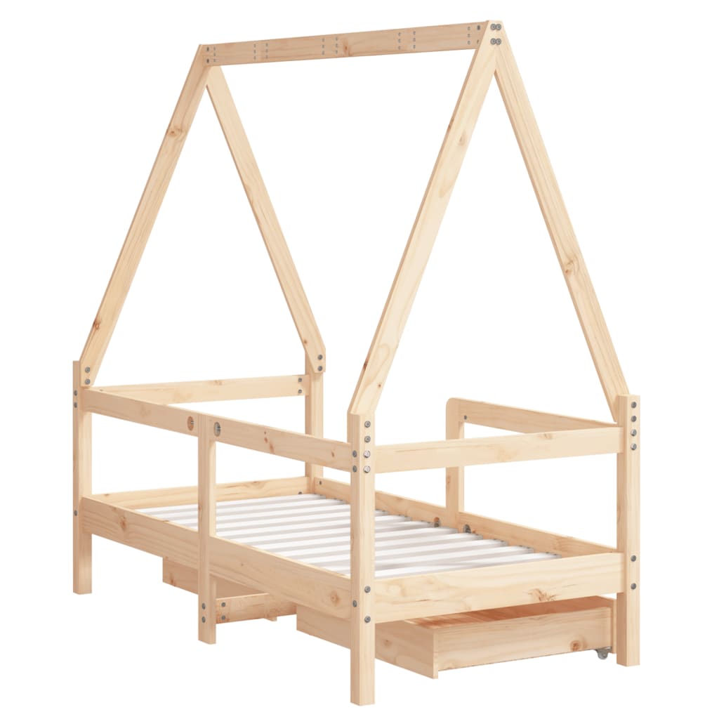 Estrutura de cama infantil c/ gavetas 70x140 cm pinho maciço