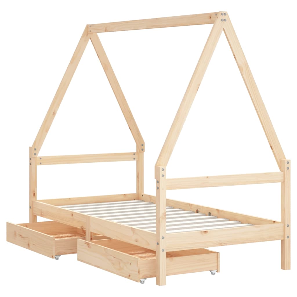 Estrutura de cama infantil c/ gavetas 80x160 cm pinho maciço