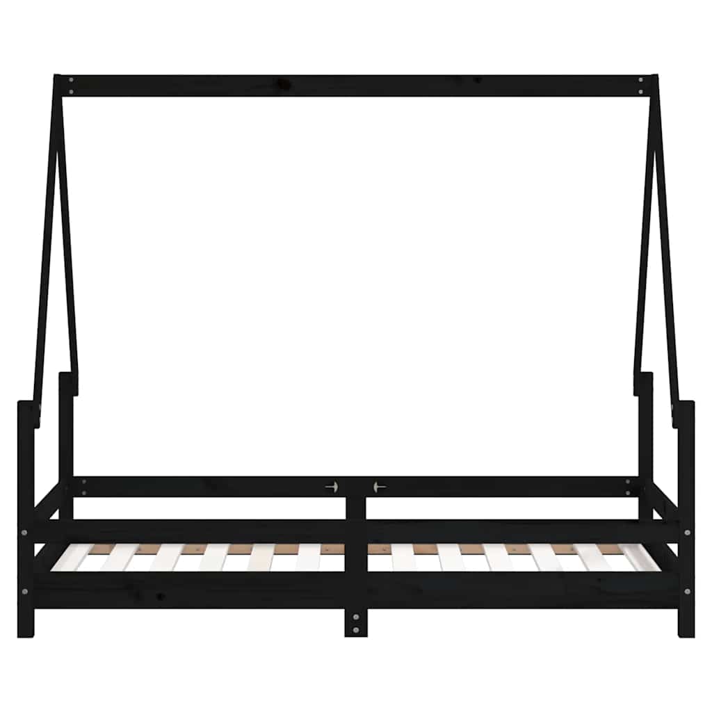 Estrutura de cama infantil 80x160 cm pinho maciço preto