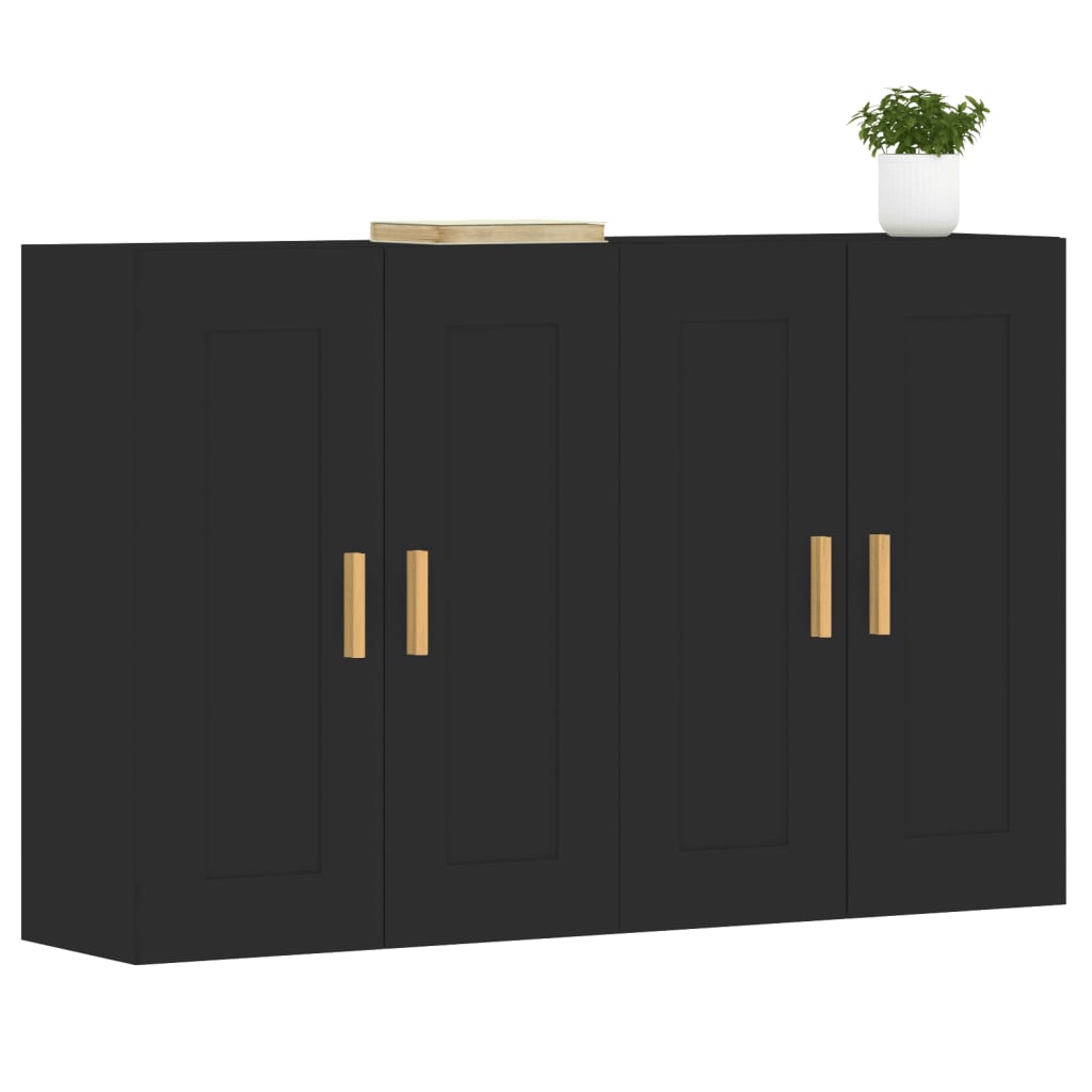 Móveis de parede 2 pcs derivados de madeira preto