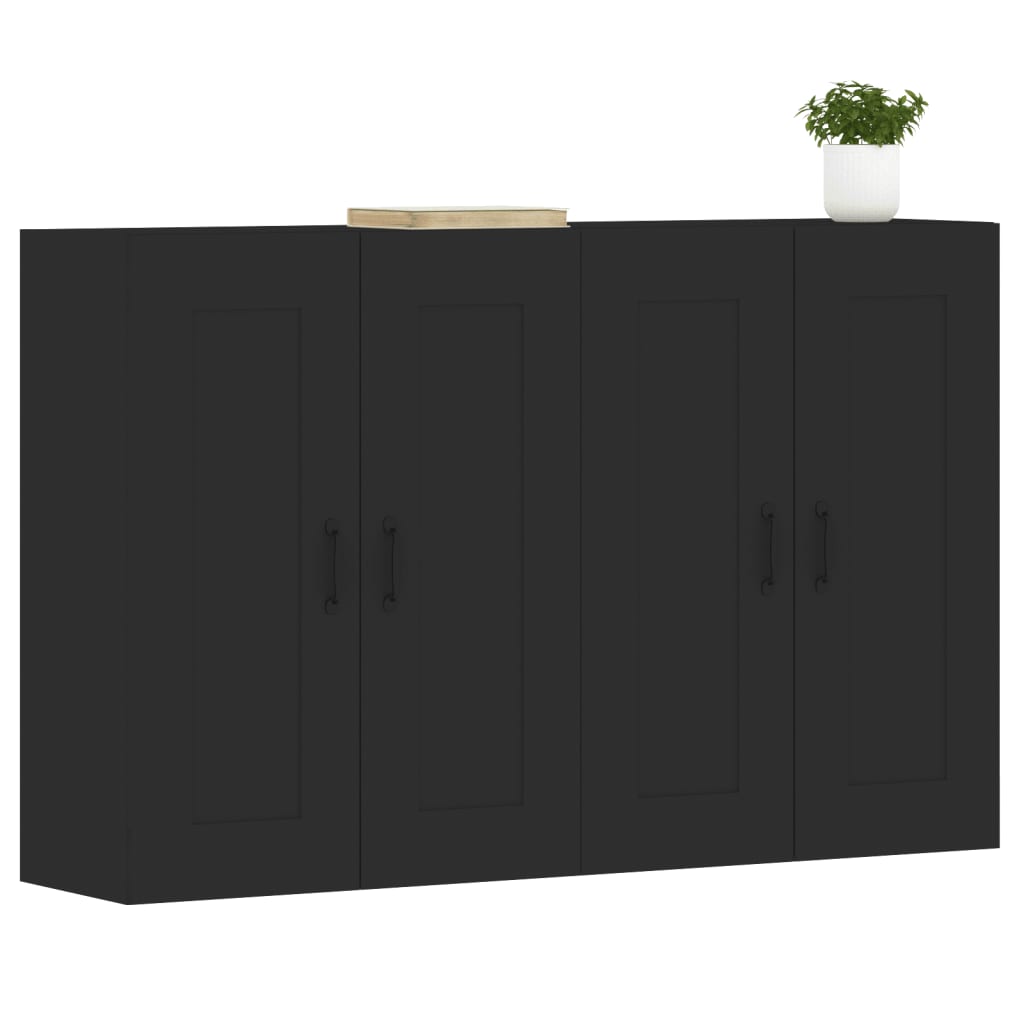 Móveis de parede 2 pcs derivados de madeira preto