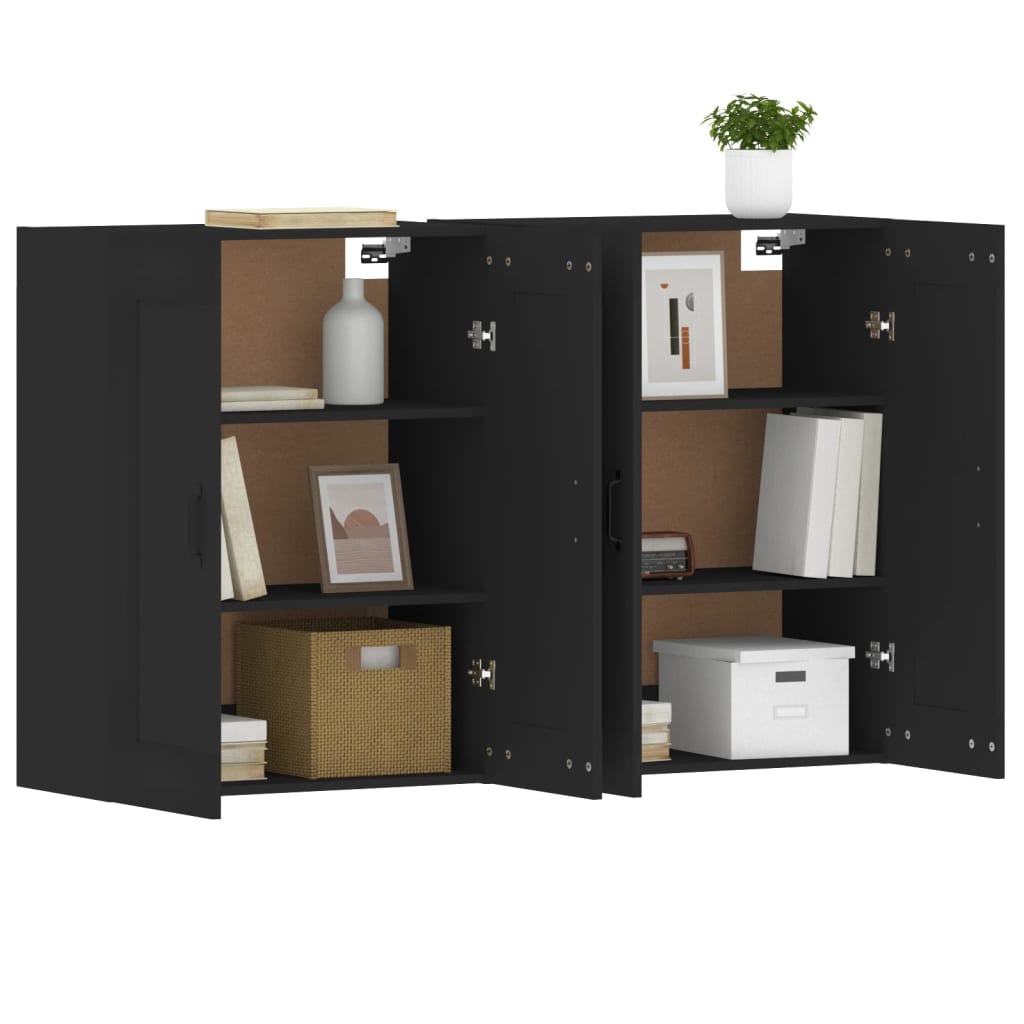 Móveis de parede 2 pcs derivados de madeira preto