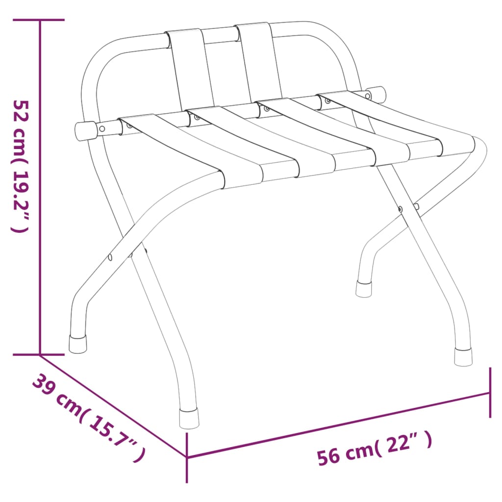 Suporte de bagagem com encosto 56x39x52 cm prateado