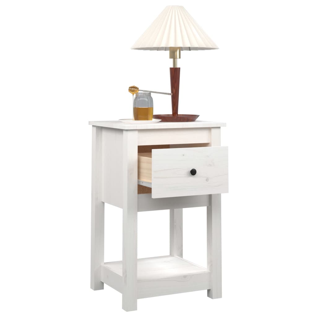 Mesa de cabeceira 40x35x61,5 cm madeira de pinho maciça branco
