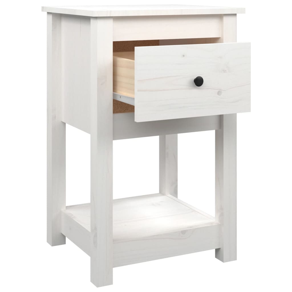 Mesa de cabeceira 40x35x61,5 cm madeira de pinho maciça branco