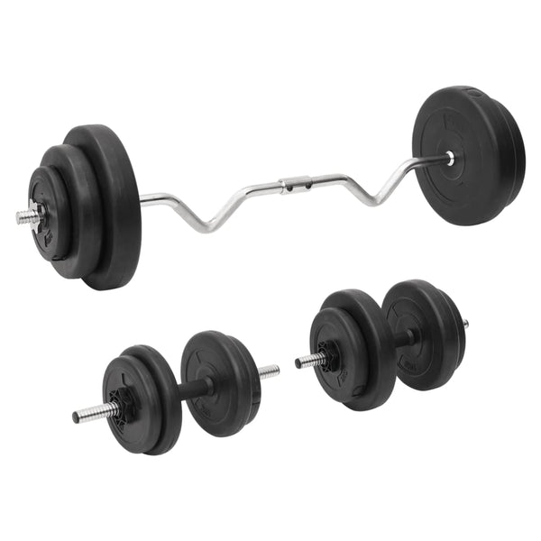 Barra curva e haltere com discos 60 Kg