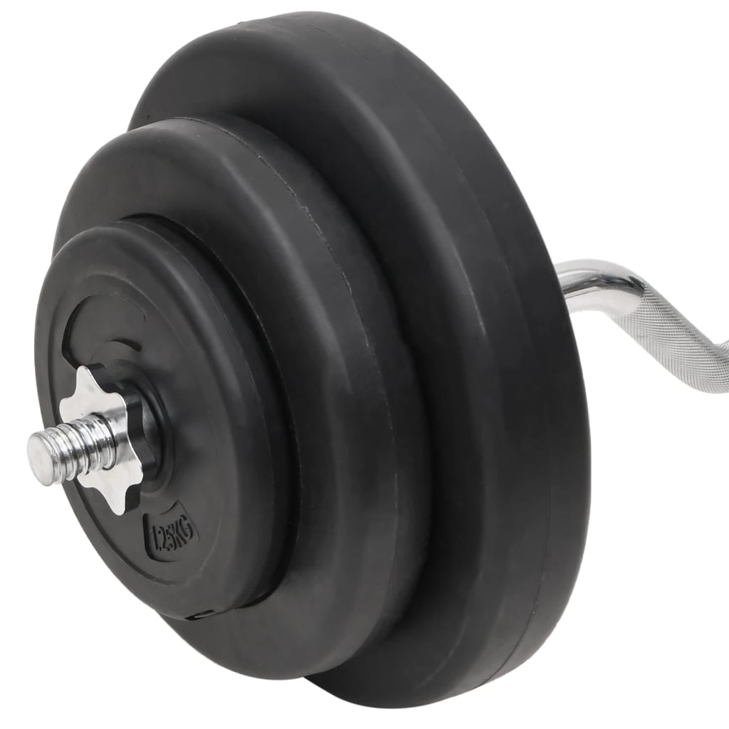 Barra curva e haltere com discos 60 Kg