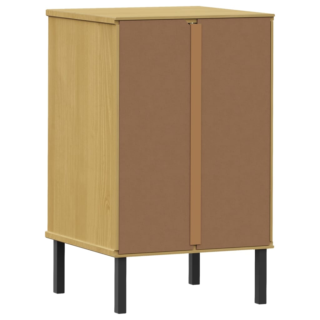 Mesa cabeceira c/ pernas de metal OSLO pinho maciço castanho