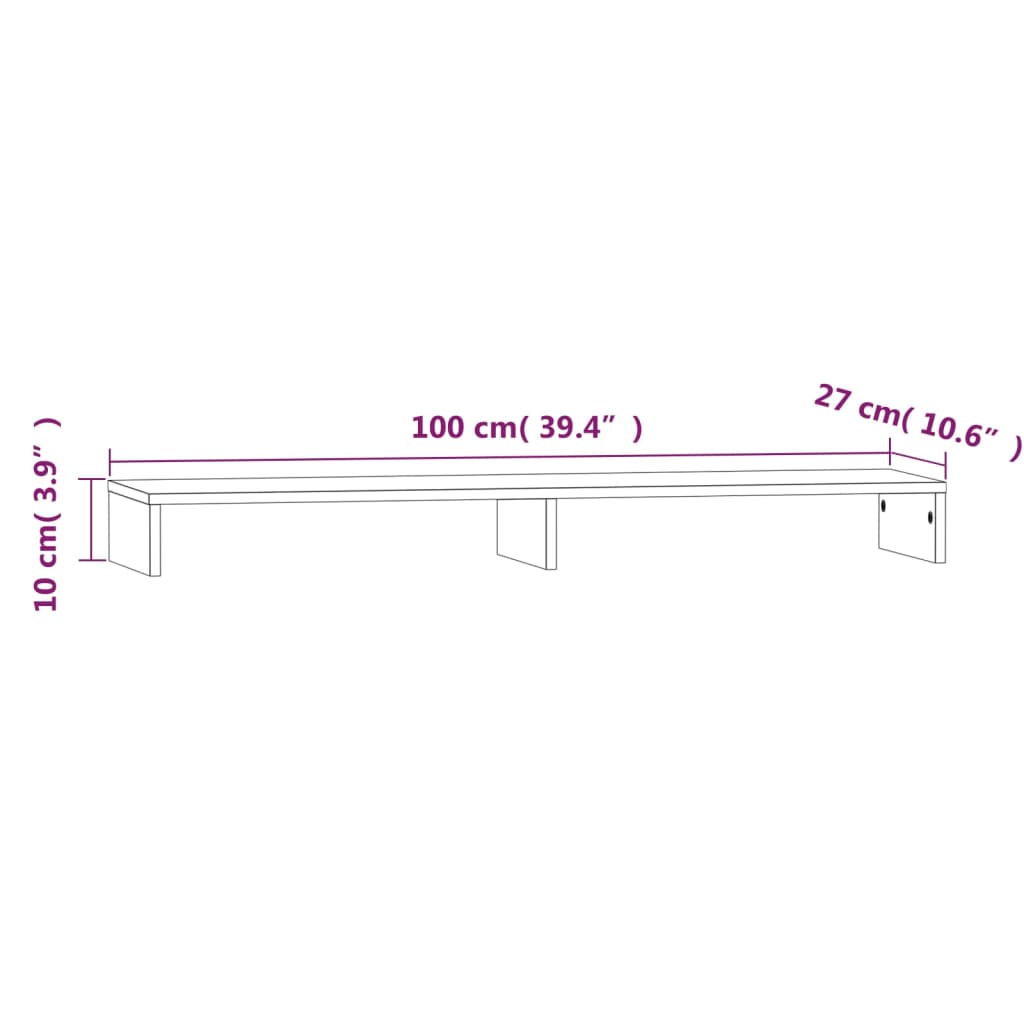 Suporte para monitor 100x27x10 cm pinho maciço branco