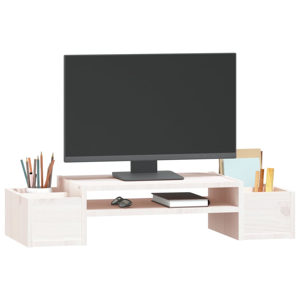 Suporte para monitor 70x27,5x15 cm pinho maciço branco