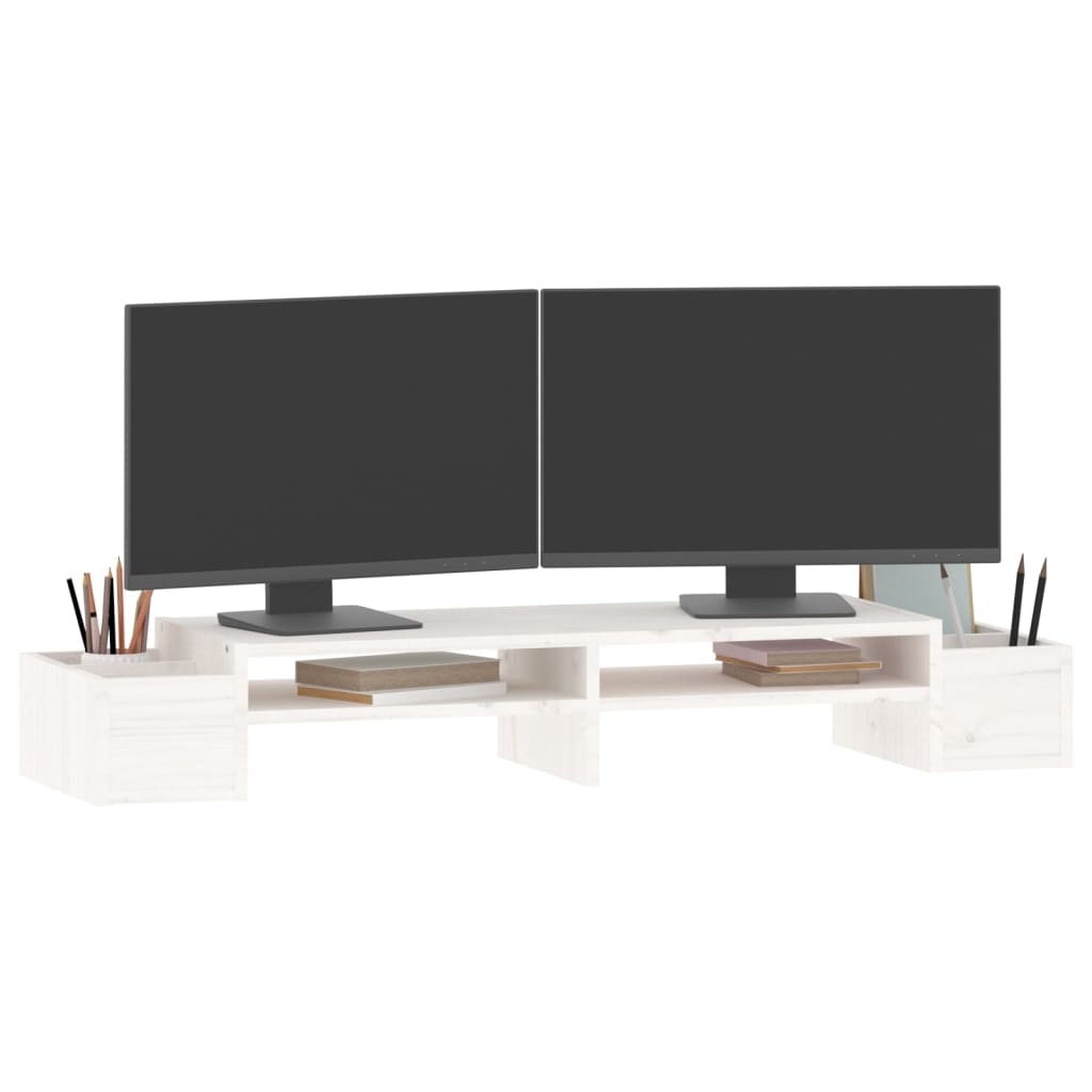 Suporte para monitor 100x27,5x15 cm madeira pinho maciça branco